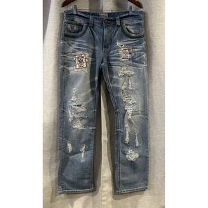 Vintage Y2K Affliction Premium Jeans Blake Distressed‎ W/ Patches Mens Sz 34